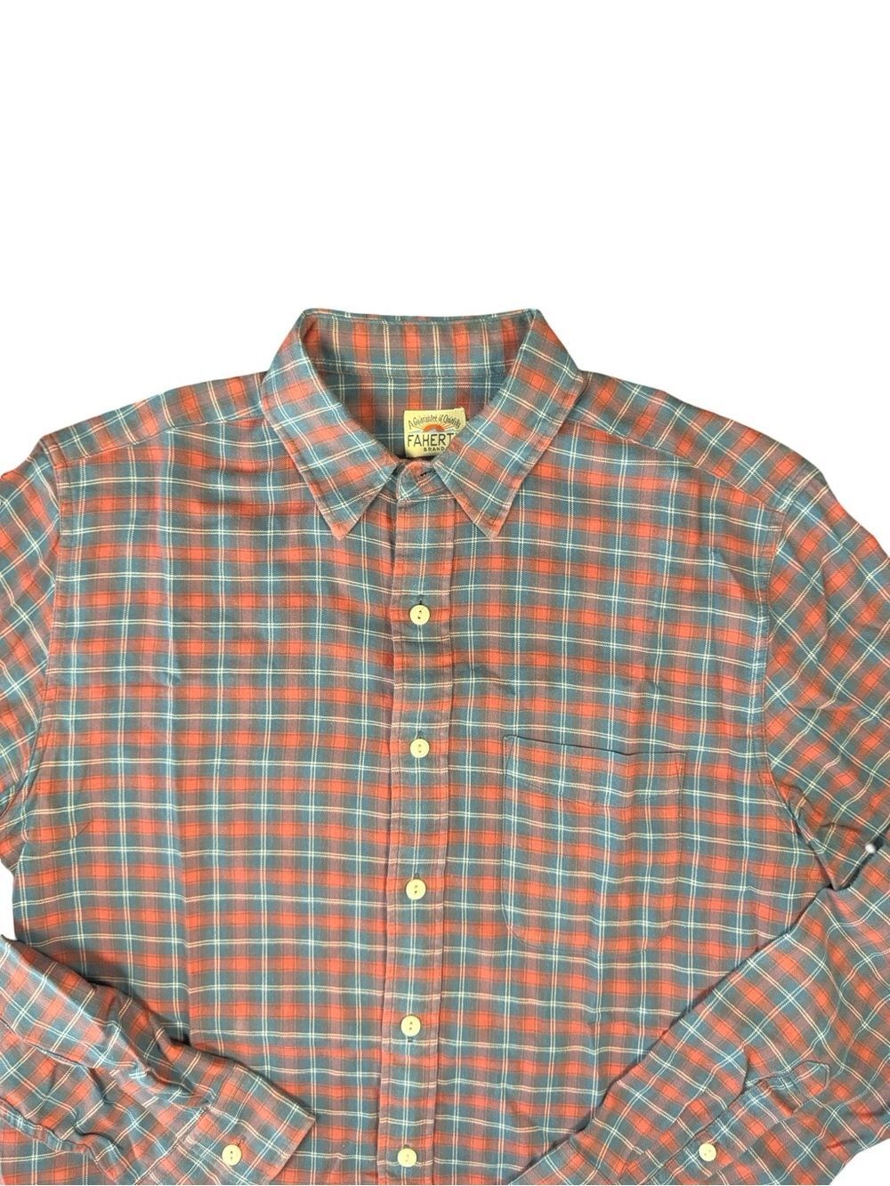 Faherty Plaid Brushed Cotton Button Down Shirt Men's S Blue Red Coastal Soft